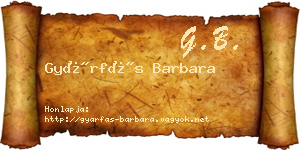 Gyárfás Barbara névjegykártya